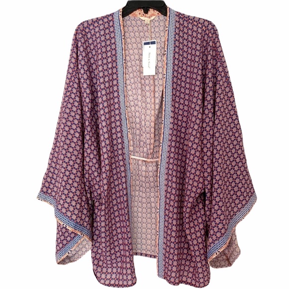 sim & sam Tops - Sim & Sam Boho Hippie Kimono Tunic Purple Blue New